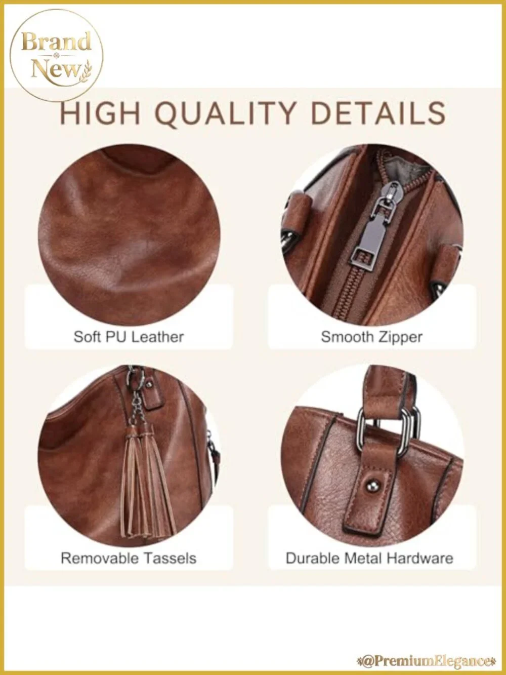 Vegan Leather Hobo Bag with Guitar Strap Tote Purse Slouchy Boho